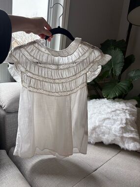 ANTONIO MELANI White Ruffled Lace summer Blouse